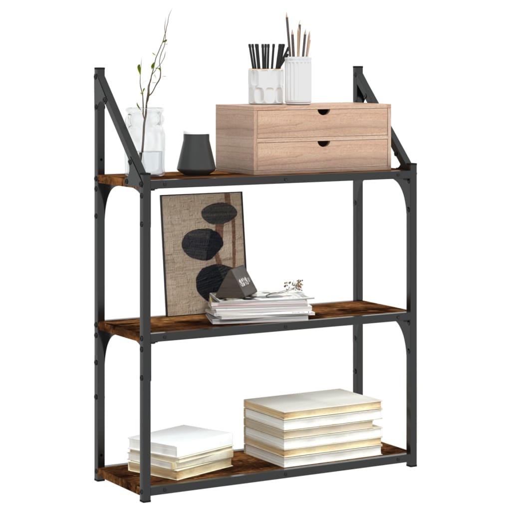 VidaXL Wandrek 3-laags 60x21x78,5 cm bewerkt hout gerookt eikenkleurig