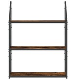 VidaXL Wandrek 3-laags 60x21x78,5 cm bewerkt hout gerookt eikenkleurig