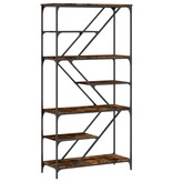 VidaXL Boekenrek 91x36x176 cm bewerkt hout en staal gerookt eikenkleur