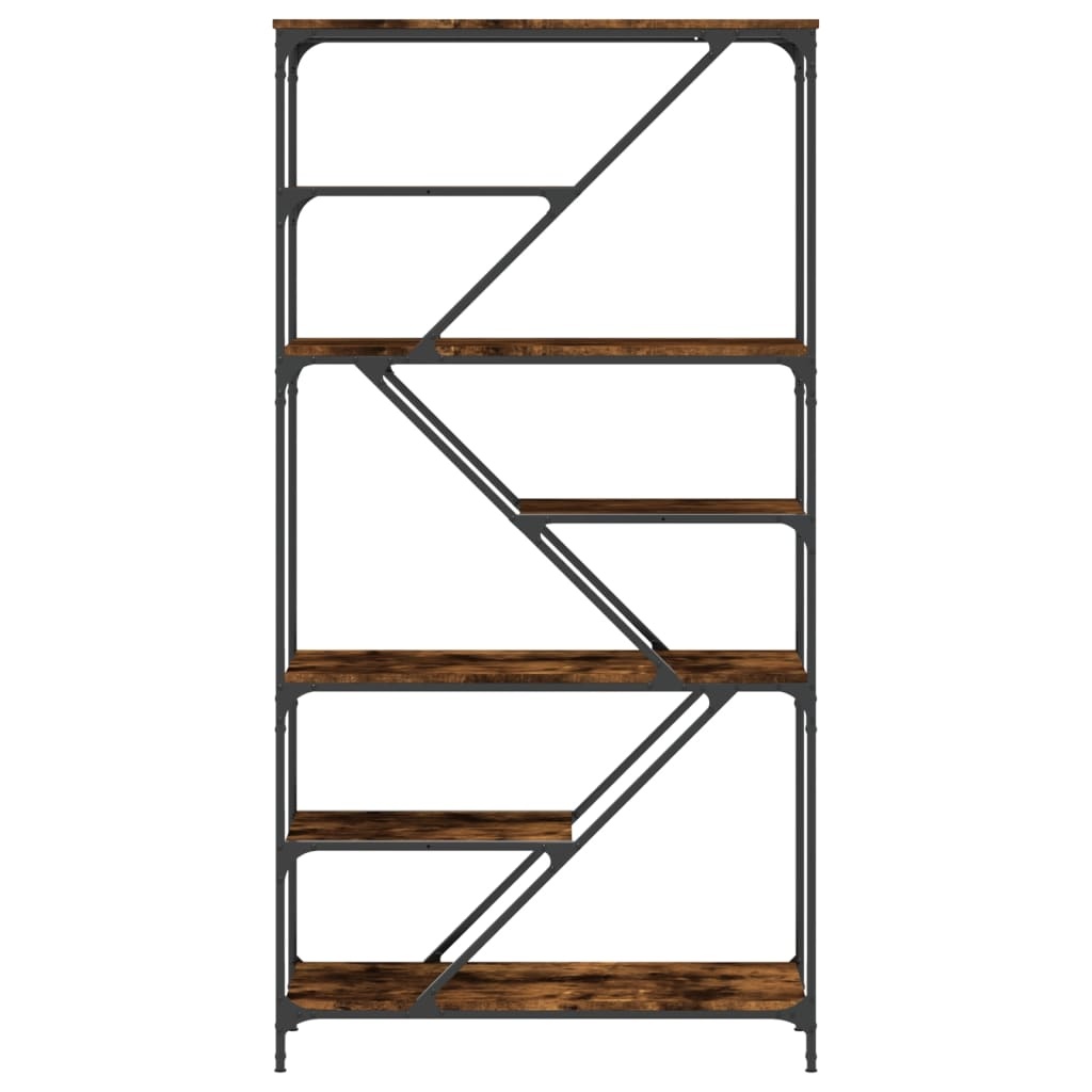 VidaXL Boekenrek 91x36x176 cm bewerkt hout en staal gerookt eikenkleur