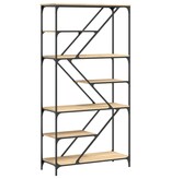 VidaXL Boekenrek 91x36x176 cm bewerkt hout en staal sonoma eikenkleur