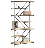 VidaXL Boekenrek 91x36x176 cm bewerkt hout en staal sonoma eikenkleur