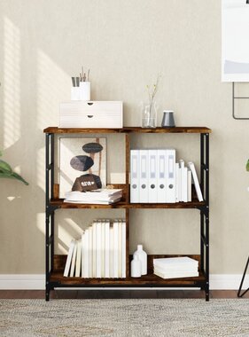 VidaXL Boekenrek 78,5x33x82 cm bewerkt hout gerookt eikenkleurig