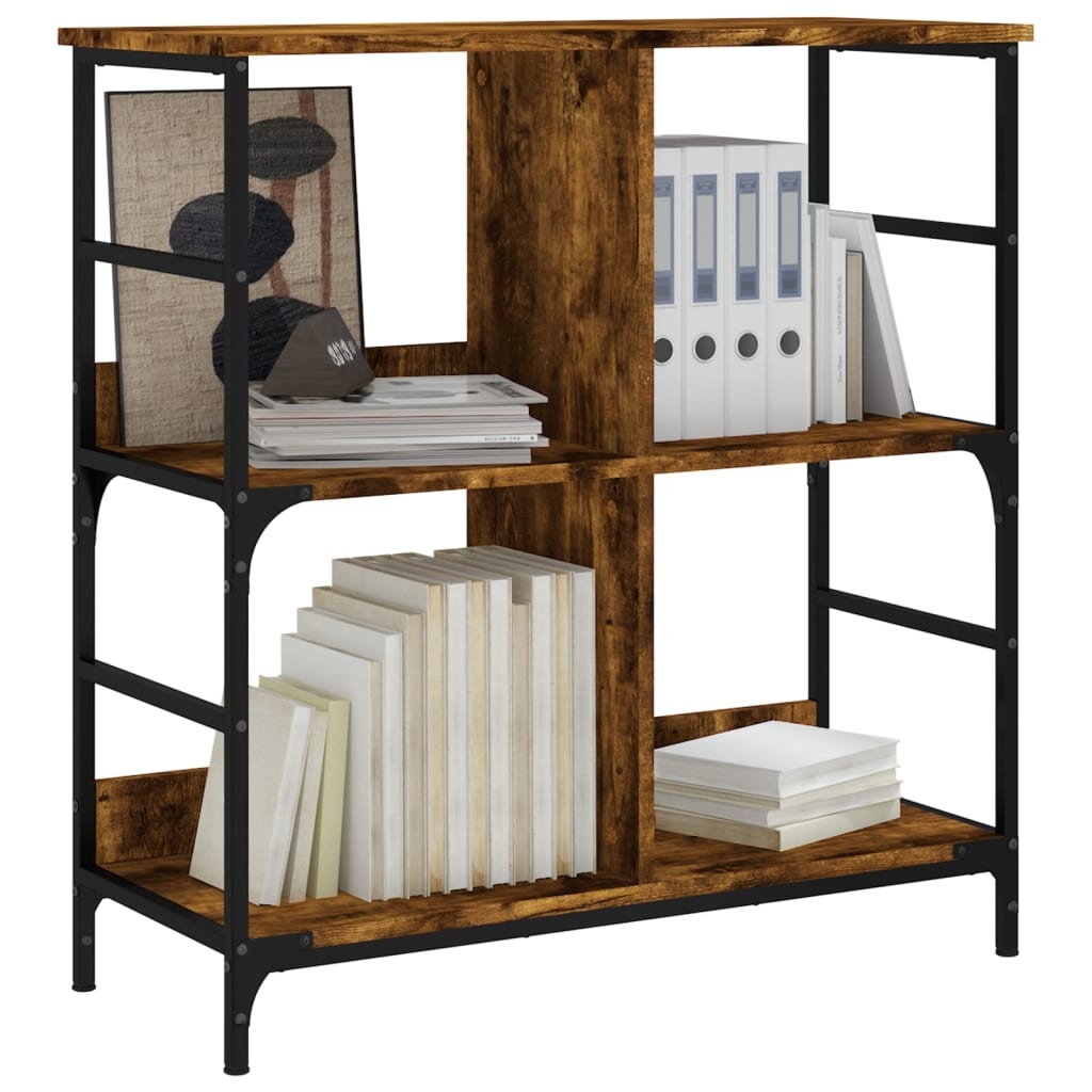 VidaXL Boekenrek 78,5x33x82 cm bewerkt hout gerookt eikenkleurig