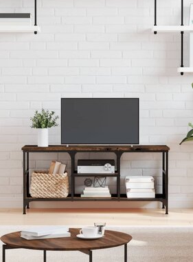 VidaXL Tv-meubel 100x35x45 cm bewerkt hout en ijzer gerookt eikenkleur