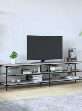 VidaXL Tv-meubel 200x30x50 cm bewerkt hout metaal grijs sonoma eiken
