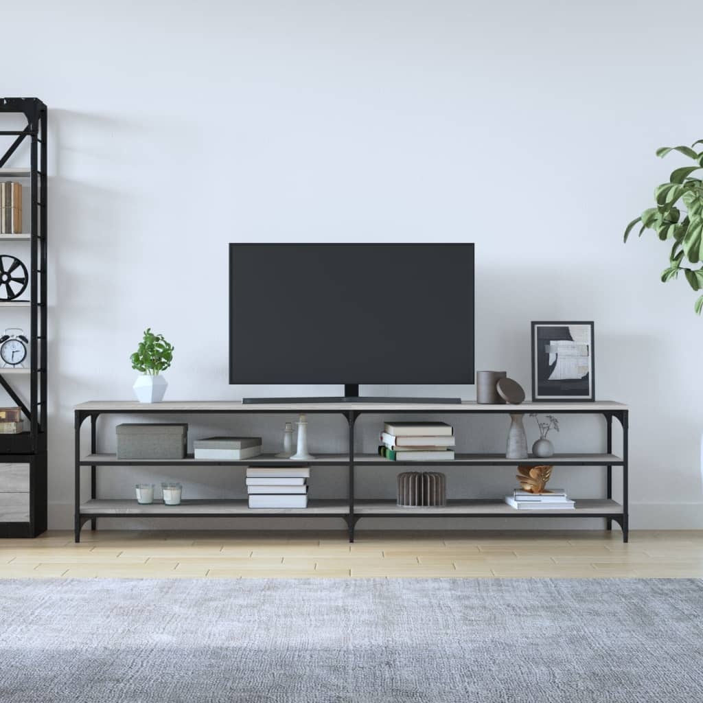 VidaXL Tv-meubel 200x30x50 cm bewerkt hout metaal grijs sonoma eiken