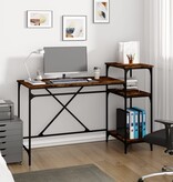 VidaXL Bureau 135x50x90 cm bewerkt hout en ijzer gerookt eikenkleurig