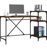 VidaXL Bureau 135x50x90 cm bewerkt hout en ijzer gerookt eikenkleurig