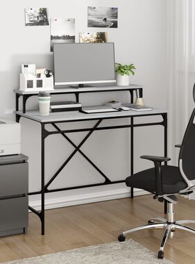 VidaXL Bureau 100x50x90 cm bewerkt hout en ijzer grijs sonoma eiken