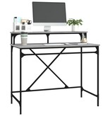 VidaXL Bureau 100x50x90 cm bewerkt hout en ijzer grijs sonoma eiken