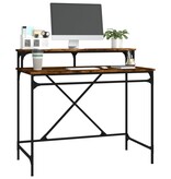 VidaXL Bureau 100x50x90 cm bewerkt hout en ijzer gerookt eikenkleurig