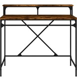 VidaXL Bureau 100x50x90 cm bewerkt hout en ijzer gerookt eikenkleurig