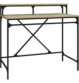VidaXL Bureau 100x50x90 cm bewerkt hout en ijzer sonoma eikenkleur