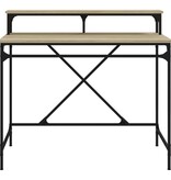 VidaXL Bureau 100x50x90 cm bewerkt hout en ijzer sonoma eikenkleur