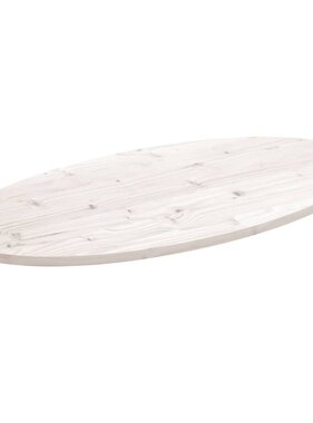VidaXL Tafelblad ovaal 100x50x2,5 cm massief grenenhout wit