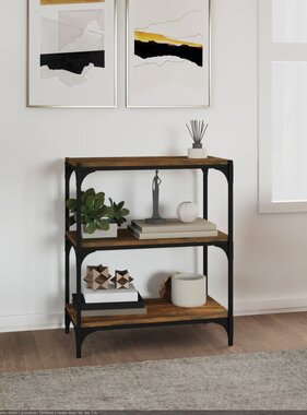 VidaXL Boekenkast 60x33x70,5 cm bewerkt hout en staal gerookt eiken