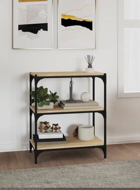 VidaXL Boekenkast 60x33x70,5cm bewerkt hout en staal sonoma eikenkleur