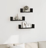 VidaXL Wandplanken 3 stuks Zwart Eikenhout