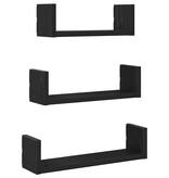 VidaXL Wandplanken 3 stuks Zwart Eikenhout