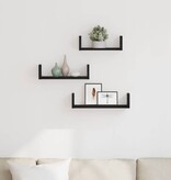 VidaXL Wandplanken 3 stuks Zwart Eikenhout