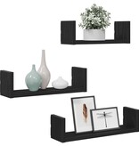 VidaXL Wandplanken 3 stuks Zwart Eikenhout
