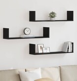 VidaXL Wandplanken 3 stuks Zwart Eiken 80x18x18 cm Bewerkt Hout