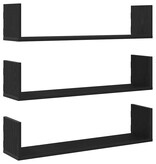 VidaXL Wandplanken 3 stuks Zwart Eiken 80x18x18 cm Bewerkt Hout