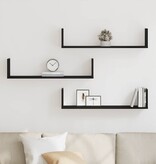 VidaXL Wandplanken 3 stuks Zwart Eiken 80x18x18 cm Bewerkt Hout