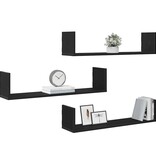 VidaXL Wandplanken 3 stuks Zwart Eiken 80x18x18 cm Bewerkt Hout