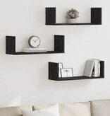 VidaXL Wandplanken 3 stuks Zwarte Eiken 58x18x18 cm Bewerkt Hout