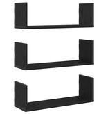 VidaXL Wandplanken 3 stuks Zwarte Eiken 58x18x18 cm Bewerkt Hout