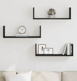 VidaXL Wandplanken 3 stuks Zwarte Eiken 58x18x18 cm Bewerkt Hout