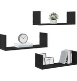 VidaXL Wandplanken 3 stuks Zwarte Eiken 58x18x18 cm Bewerkt Hout