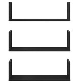 VidaXL Wandplanken 3 stuks Zwarte Eiken 58x18x18 cm Bewerkt Hout