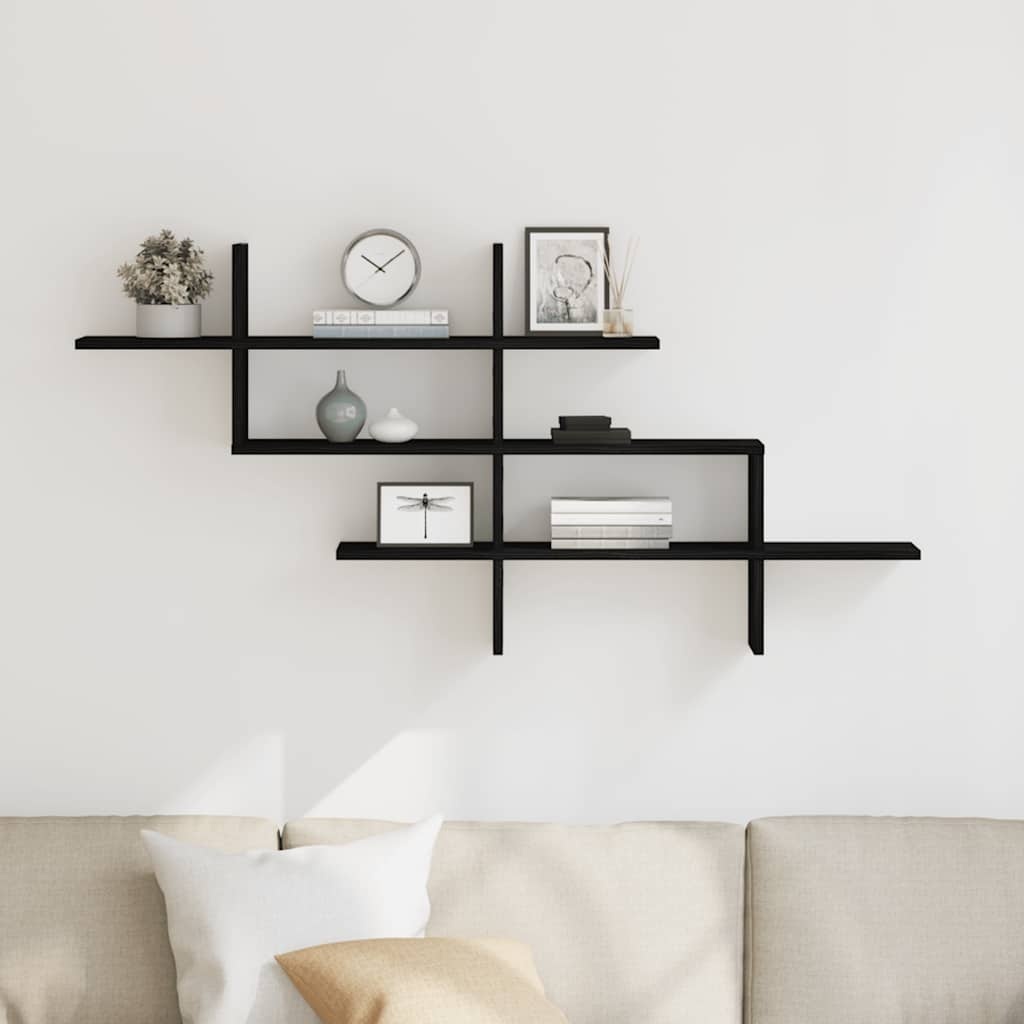 VidaXL Wandplank Zwart Eiken 124,5x18x60,5 cm Bewerkt Hout