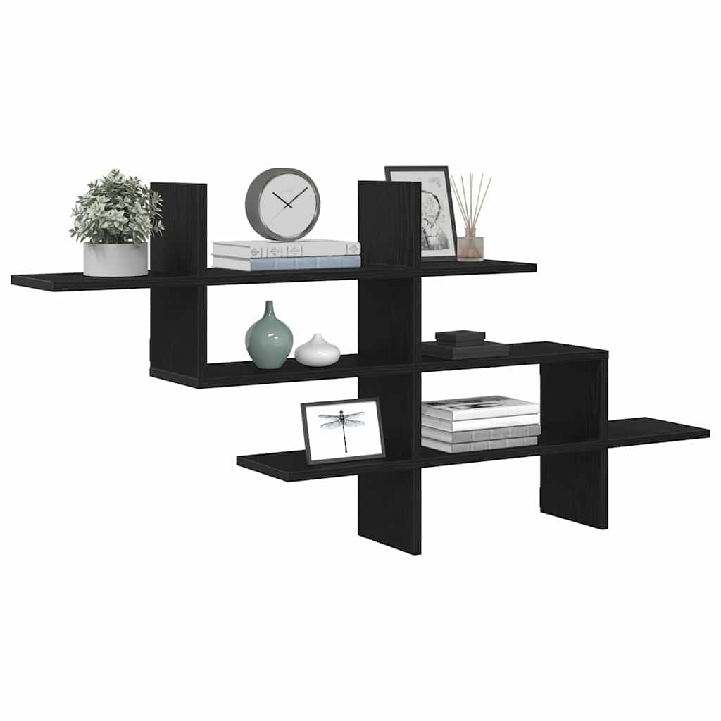 VidaXL Wandplank Zwart Eiken 124,5x18x60,5 cm Bewerkt Hout