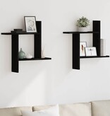 VidaXL Wandplanken 2 stuks Zwarte Eiken 50x12x50 cm Bewerkt Hout