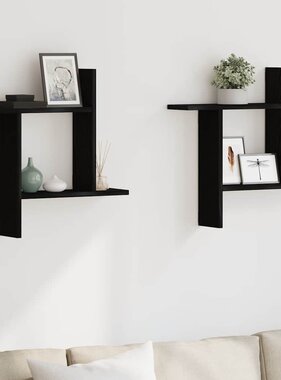VidaXL Wandplanken 2 stuks Zwarte Eiken 50x12x50 cm Bewerkt Hout