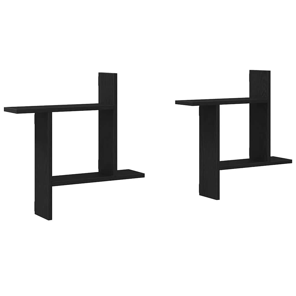 VidaXL Wandplanken 2 stuks Zwarte Eiken 50x12x50 cm Bewerkt Hout