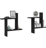 VidaXL Wandplanken 2 stuks Zwarte Eiken 50x12x50 cm Bewerkt Hout