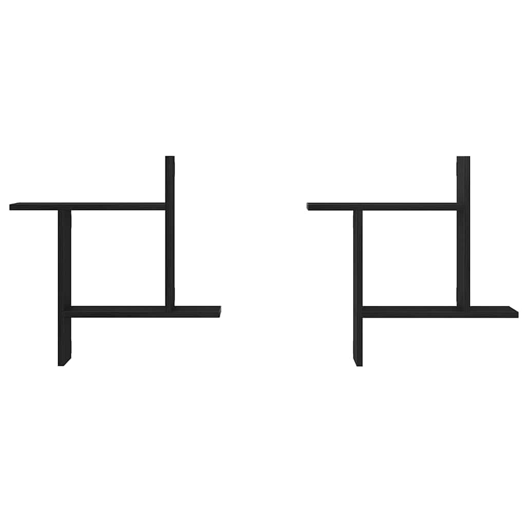 VidaXL Wandplanken 2 stuks Zwarte Eiken 50x12x50 cm Bewerkt Hout