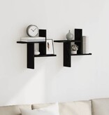 VidaXL Wandplanken 2 stuks Zwart Eiken 38x12x38 cm Bewerkt Hout