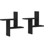 VidaXL Wandplanken 2 stuks Zwart Eiken 38x12x38 cm Bewerkt Hout