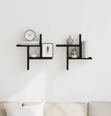 VidaXL Wandplanken 2 stuks Zwart Eiken 38x12x38 cm Bewerkt Hout