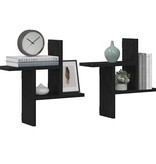 VidaXL Wandplanken 2 stuks Zwart Eiken 38x12x38 cm Bewerkt Hout