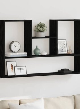VidaXL Wandplank Zwart Eiken 99x15x60 cm Bewerkt Hout