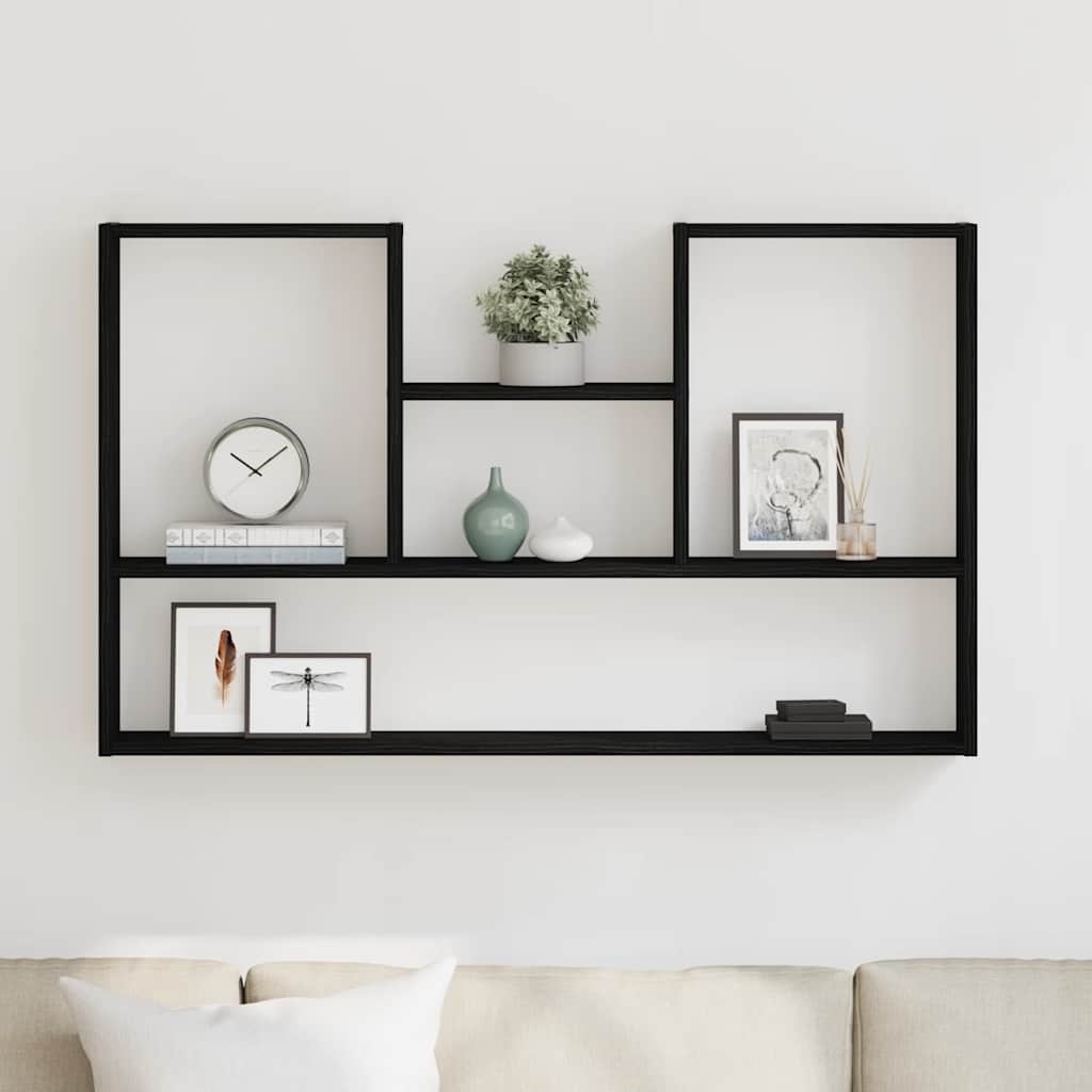 VidaXL Wandplank Zwart Eiken 99x15x60 cm Bewerkt Hout