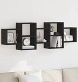 VidaXL Wandplank Zwart Eiken 129x18x42 cm Bewerkt Hout