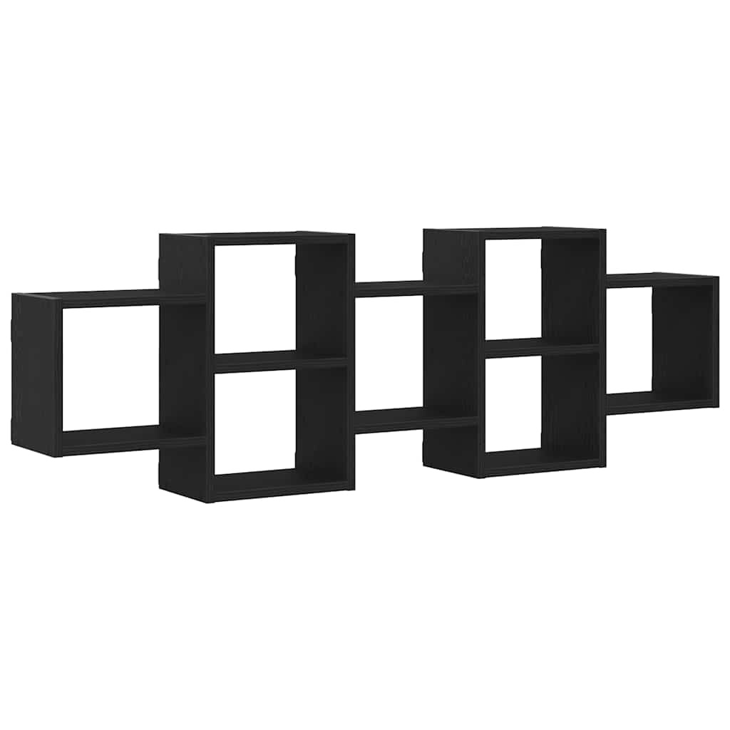 VidaXL Wandplank Zwart Eiken 129x18x42 cm Bewerkt Hout